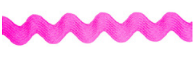 Pink ric rac ribbon with a zigzag pattern.