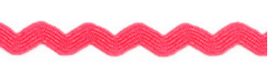 Pink ric rac ribbon with a zigzag pattern.