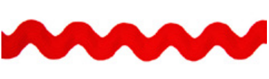 Red ric rac ribbon trim with a zigzag pattern.