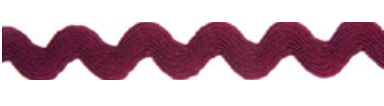 Burgundy ric rac ribbon with a wavy edge.