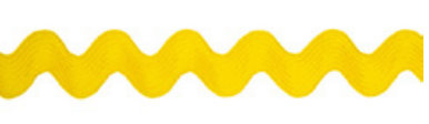 Yellow ric rac ribbon with a wavy edge.