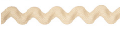 Ric Rac ribbon in a light beige color with a wavy edge.