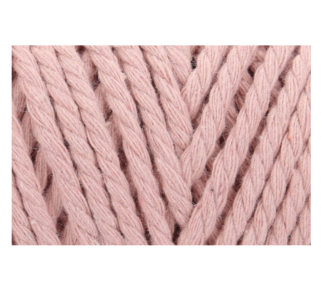 Close-up of pink 3mm twisted craft yarn.
