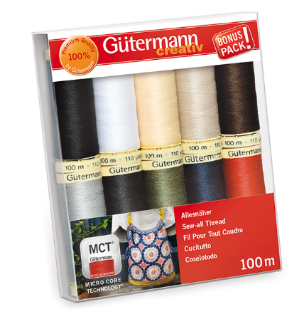 Gutermann Sew-All Thread Set – 10 Reels of 100m Sewing Thread