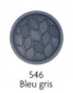 A 20mm blue-grey polyester shank button featuring an embossed leaf pattern.