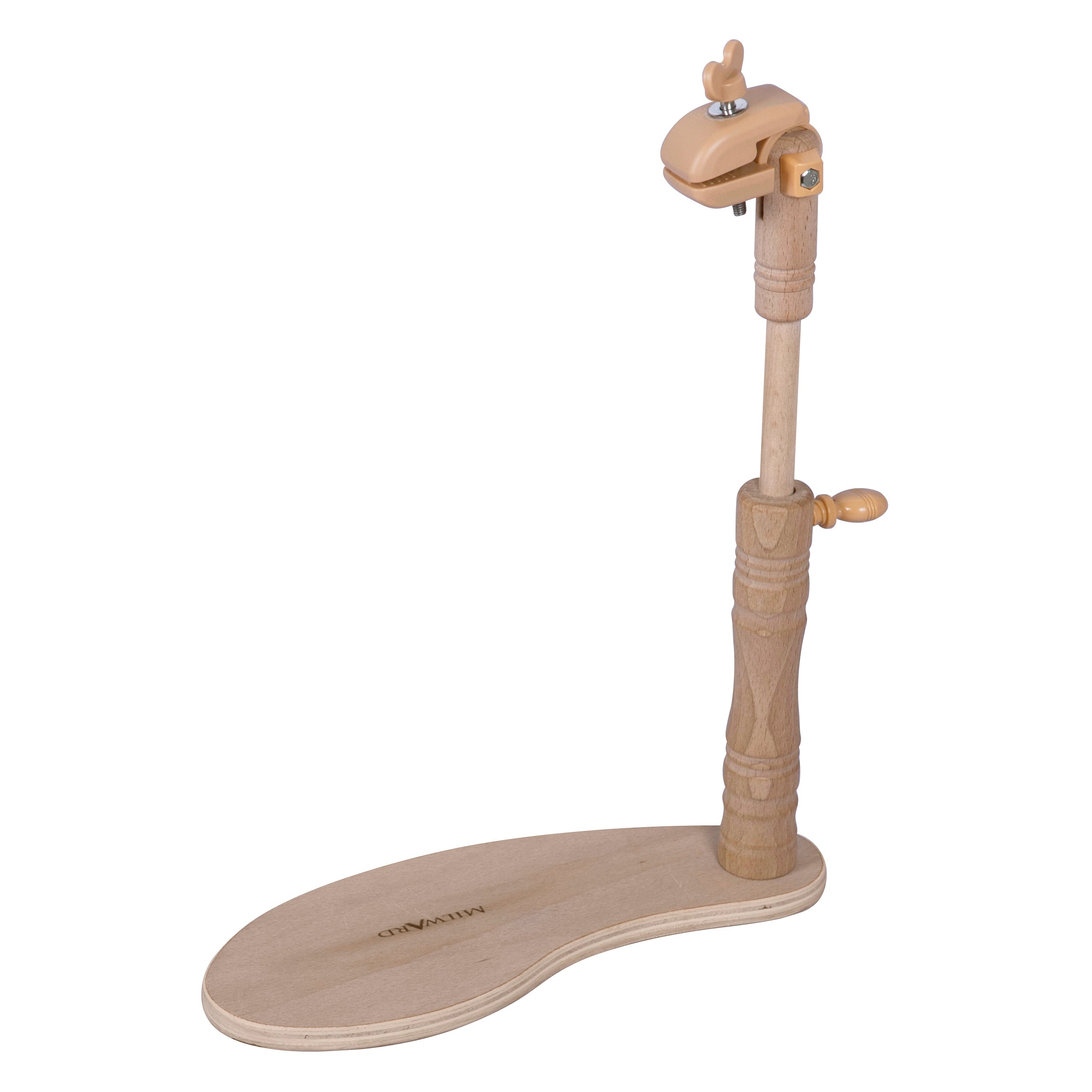 Milward beech wood seat frame with adjustable stand and clamp for embroidery hoops and frames.