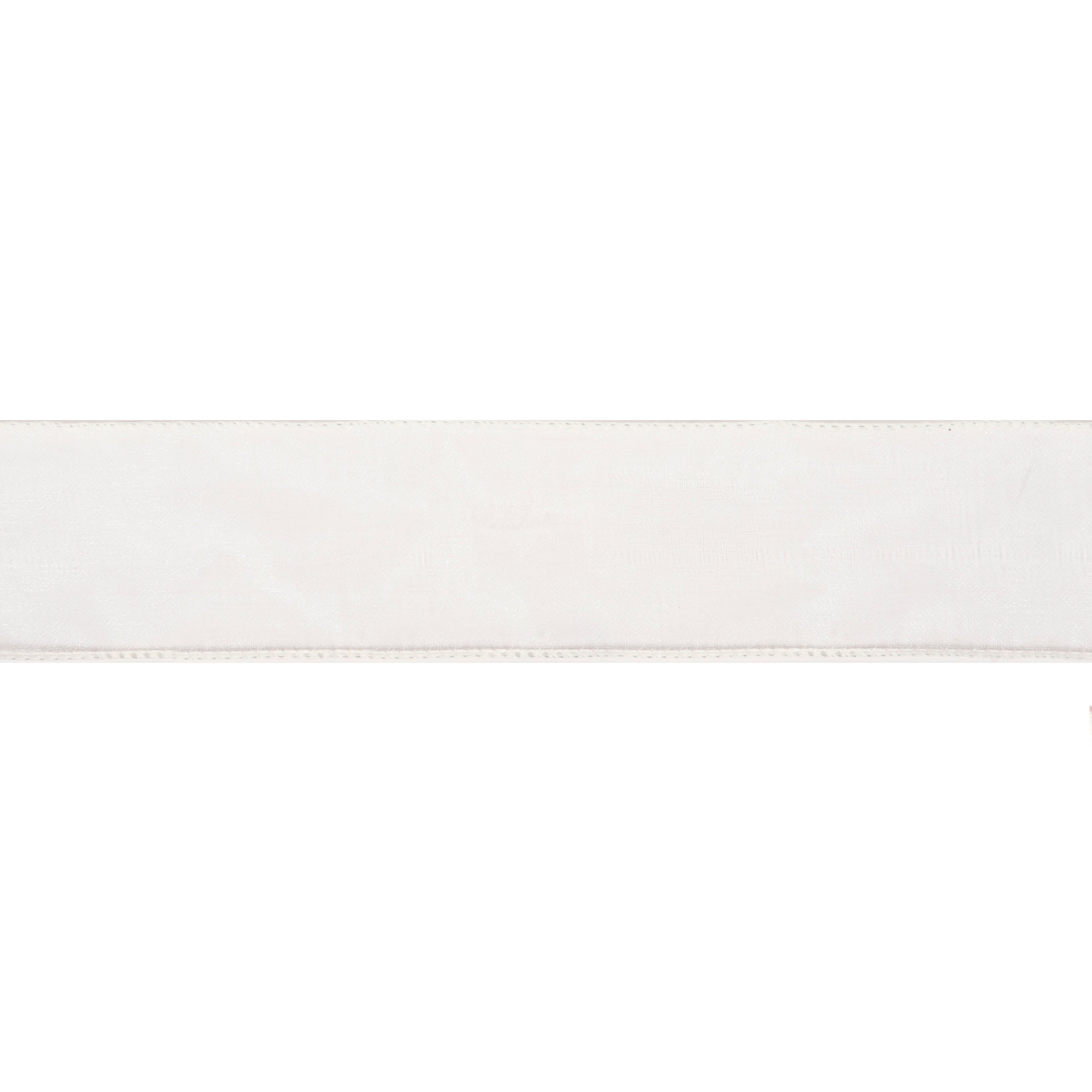 White 25mm organza ribbon with a premium wire edge for gift wrapping and crafting.