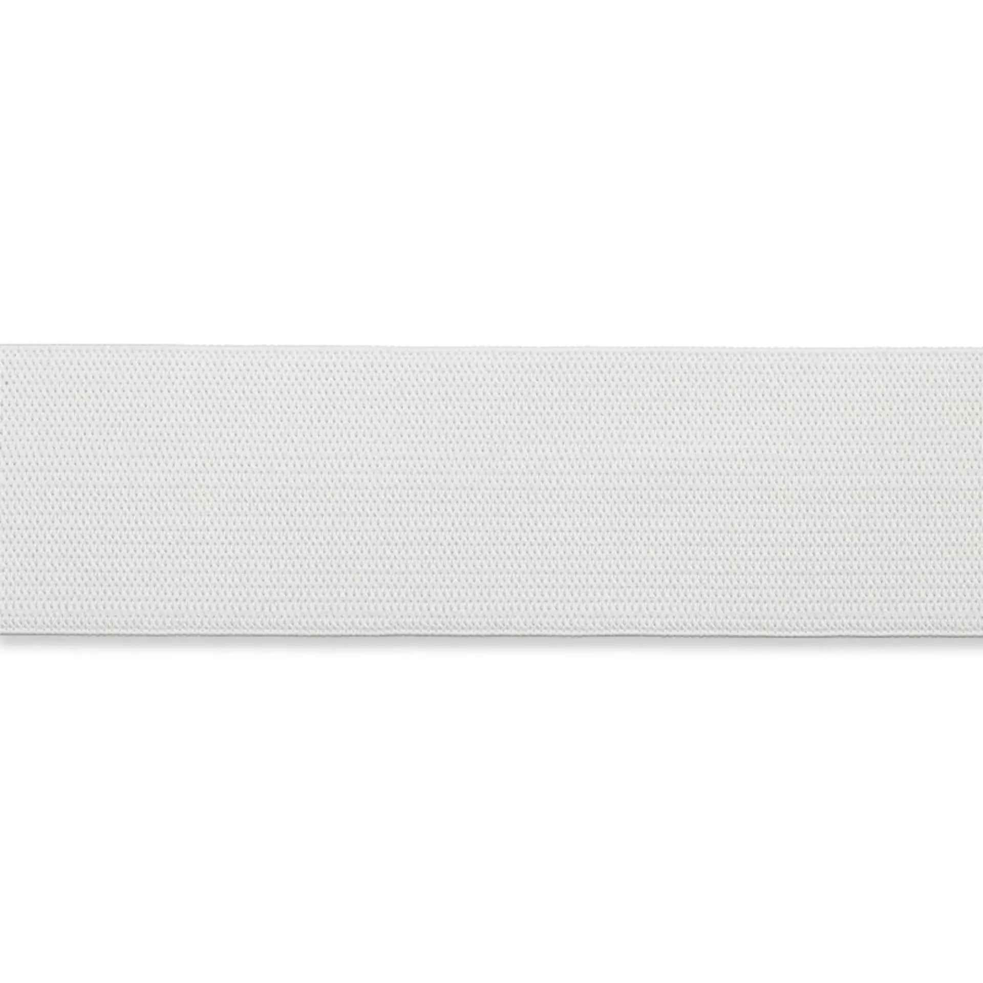 Prym 50mm white all-purpose elastic band shown horizontally against a white background.