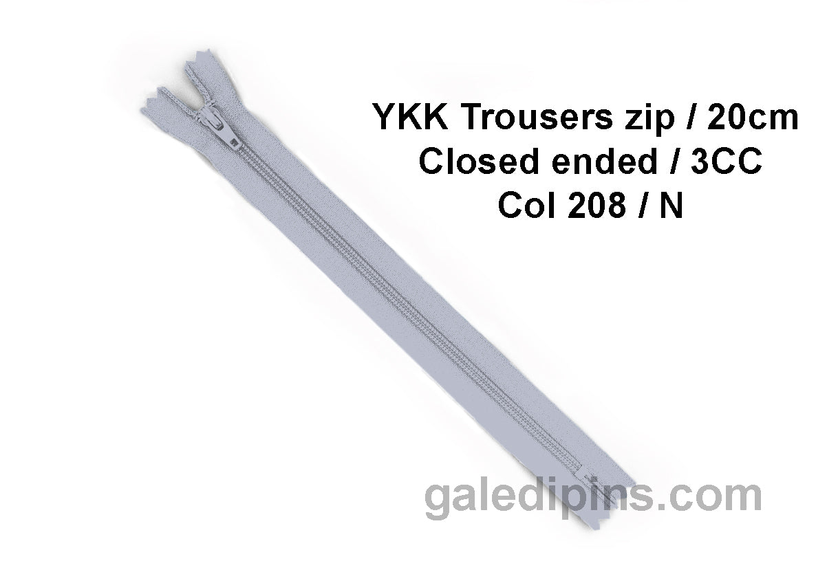 YKK Closed Ended Standard Coil 20cm Zip - SHADE CARD K to O