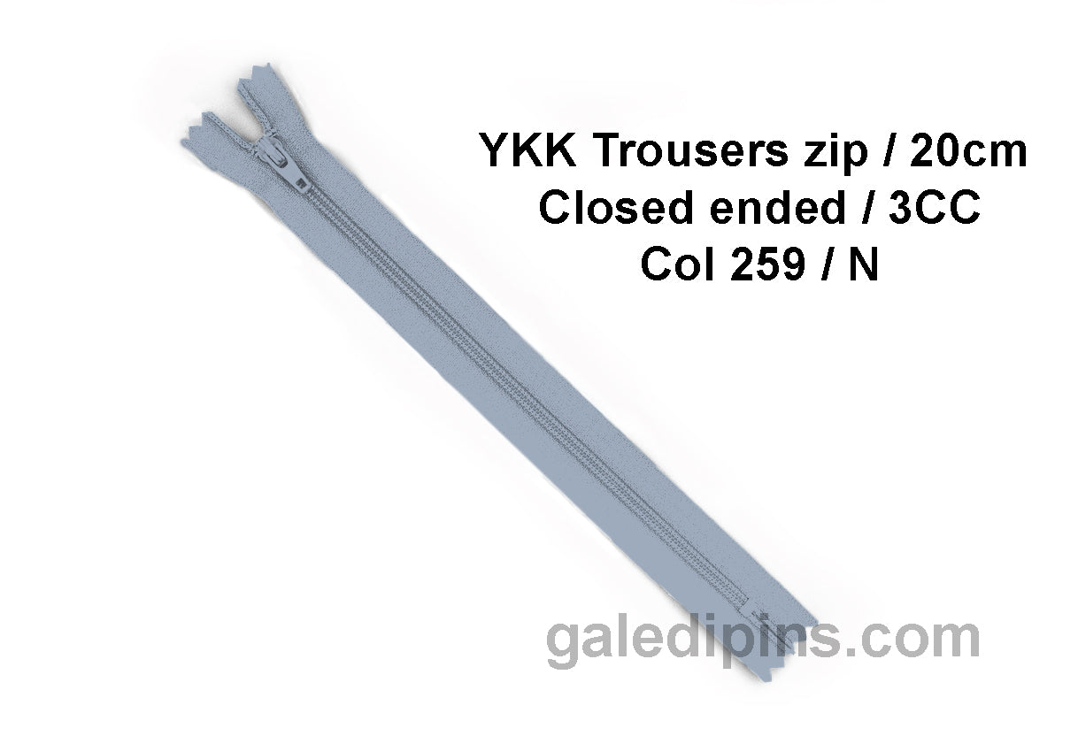 YKK Closed Ended Standard Coil 20cm Zip - SHADE CARD K to O