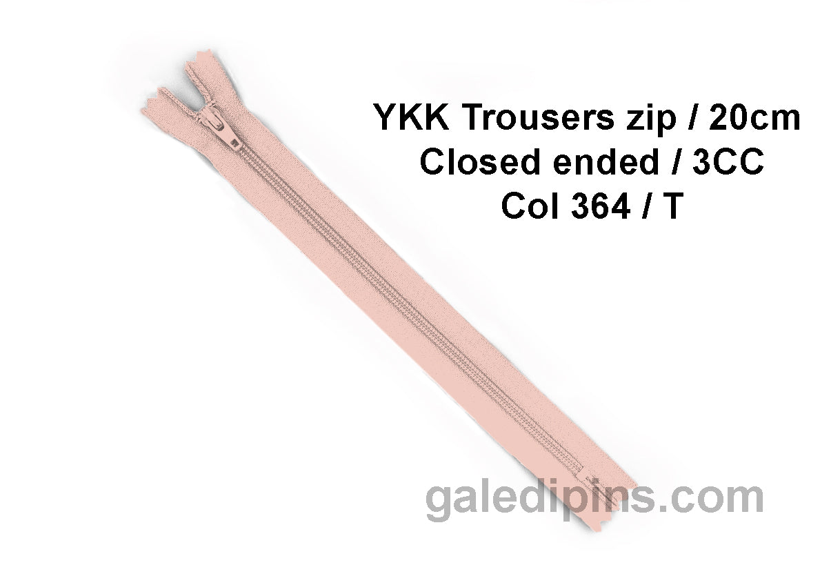 YKK Closed Ended Standard Coil 20cm Zip - SHADE CARD P to T