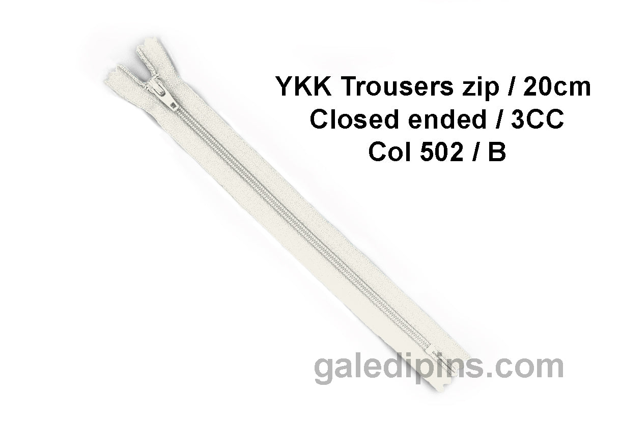 YKK Closed Ended Standard Coil 20cm Zip - SHADE CARD A - E