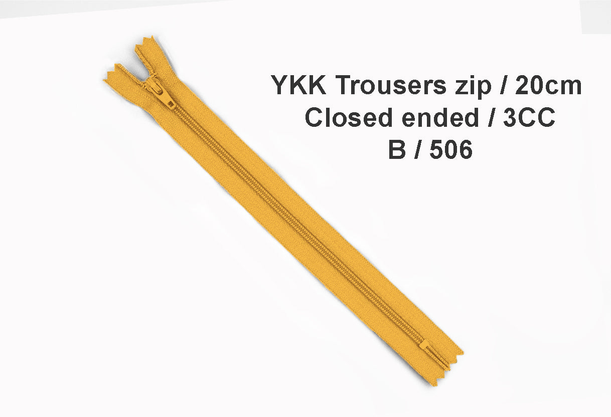 YKK Closed Ended Standard Coil 20cm Zip - SHADE CARD A - E