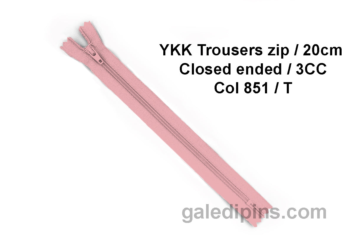 YKK Closed Ended Standard Coil 20cm Zip - SHADE CARD P to T