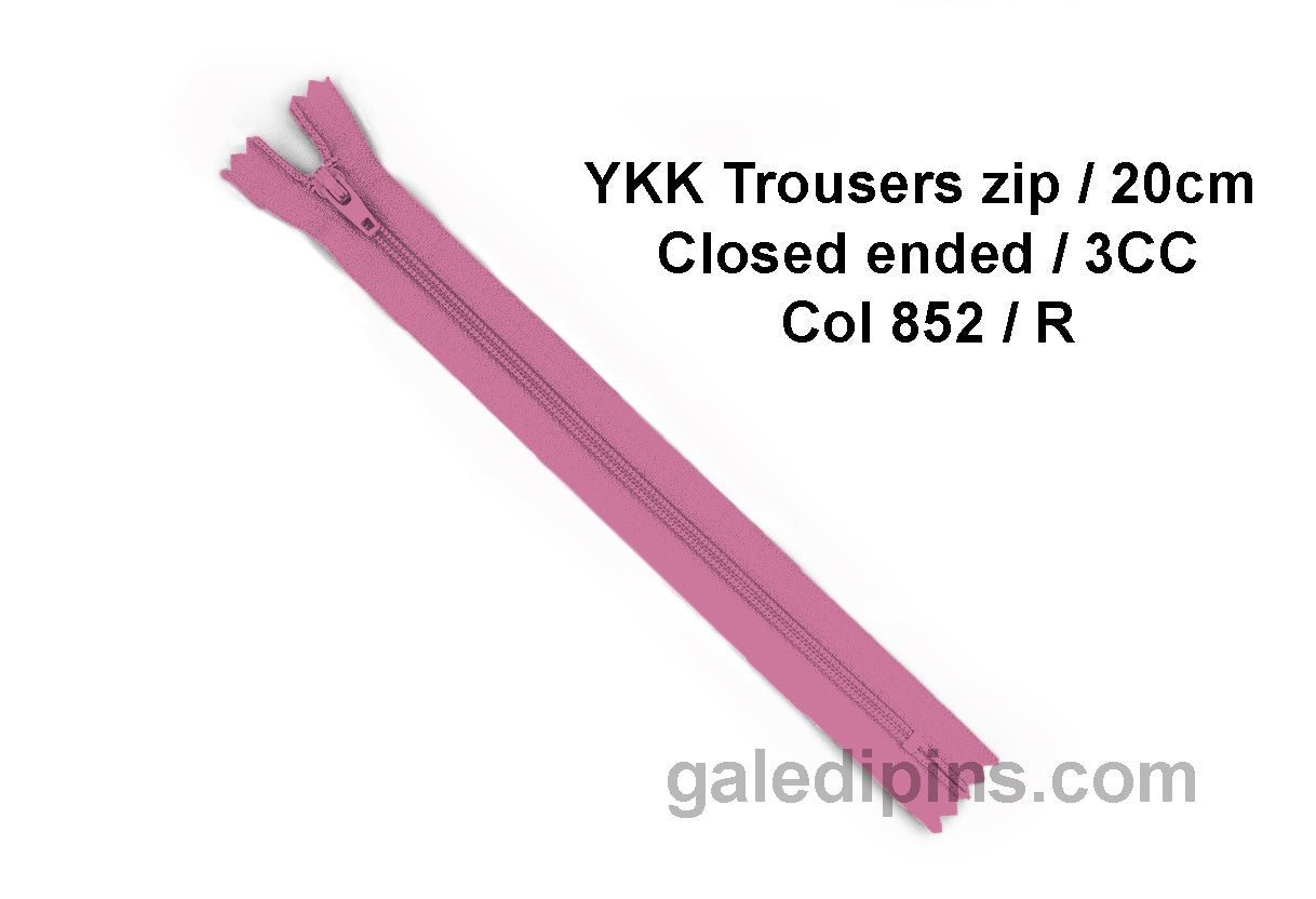 YKK Closed Ended Standard Coil 20cm Zip - SHADE CARD P to T