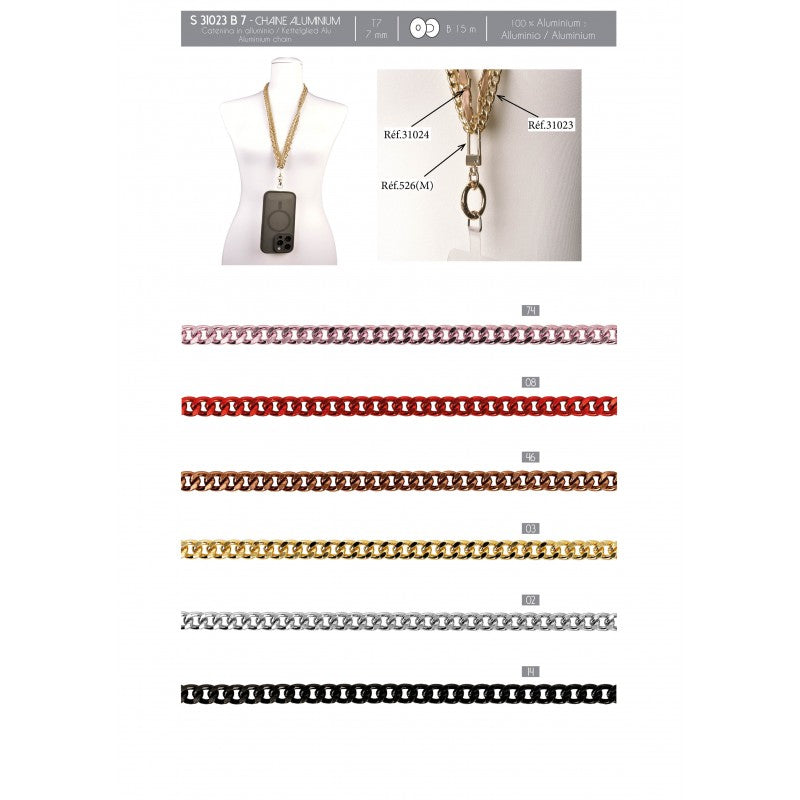 Stephanoise Aluminium Chain 7mm – 1 Meter Durable Lightweight Metal