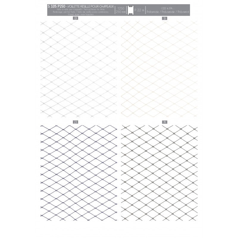 Stephanoise birdcage veil mesh fabric in polyamide, 250mm width.