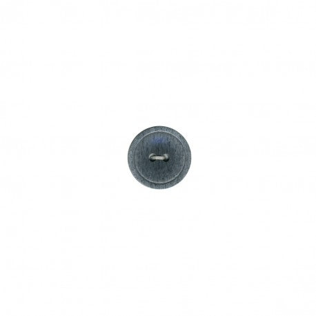 A round, granite-grey polyester button with two holes and a subtle textured finish.