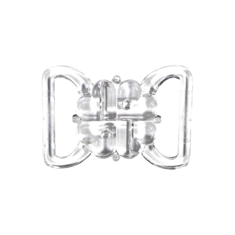 Clear floral nylon clasp with rounded edges.