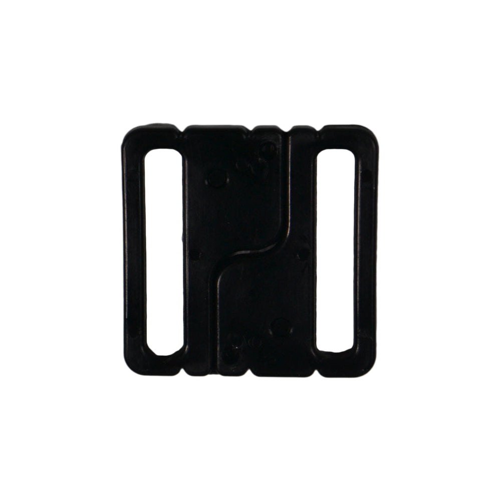 Black nylon bra clasp with adjustable fastener.