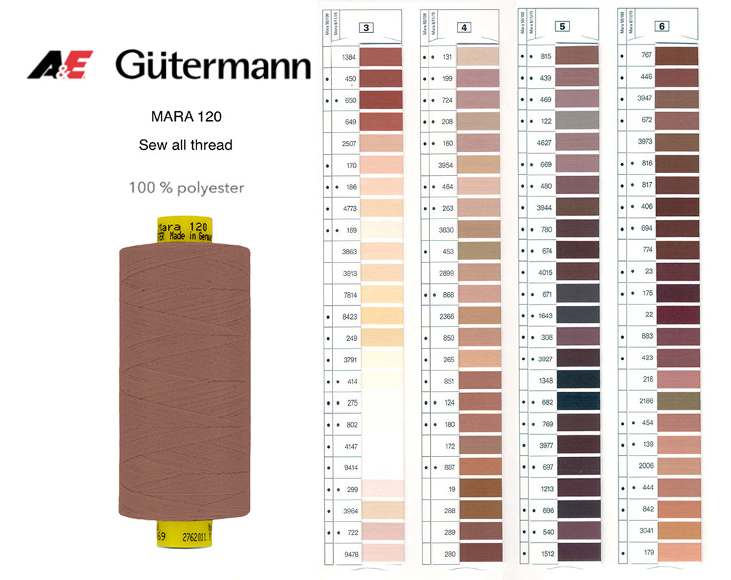 Gütermann Industrial Mara 120  Thread -  SHADE CARD 3 to 6