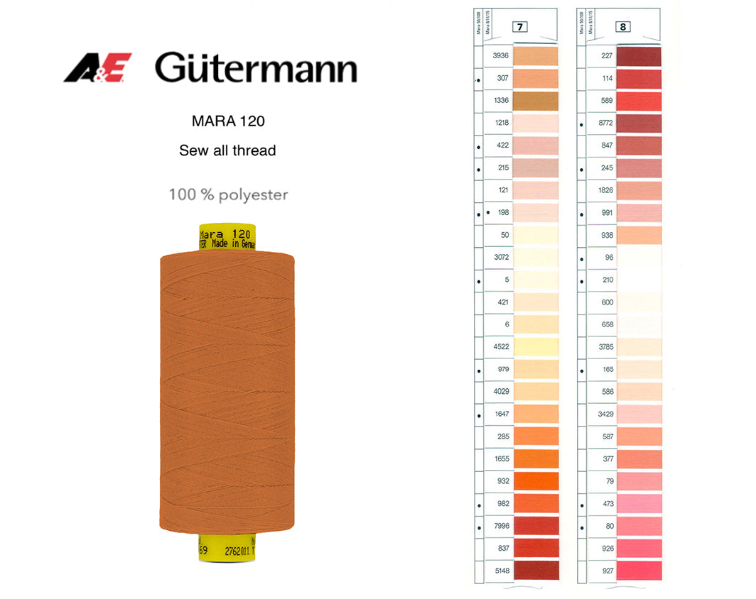 Gütermann Industrial Mara 120  Thread -  SHADE CARD 7 & 8