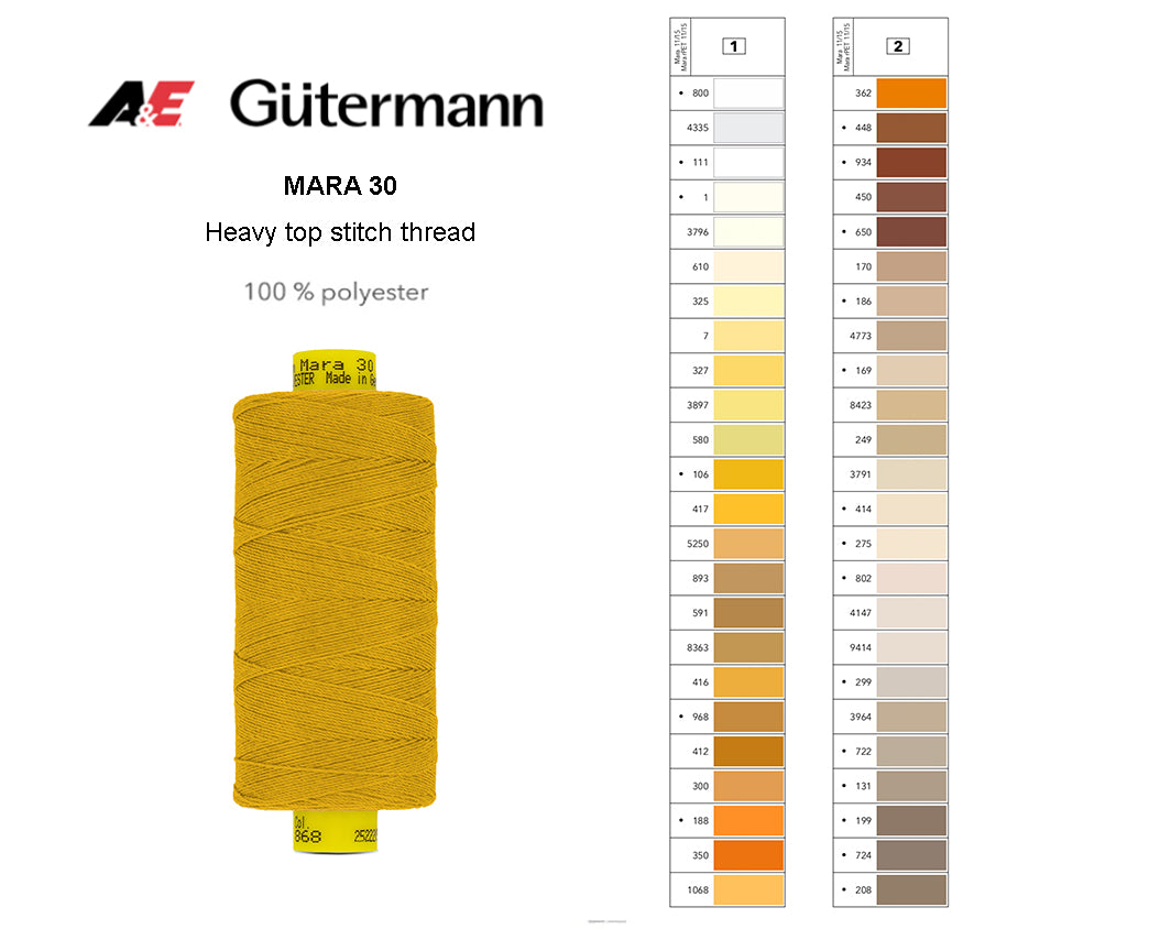 Gütermann Industrial Mara 30 Thread - SHADE CARD 1 & 2