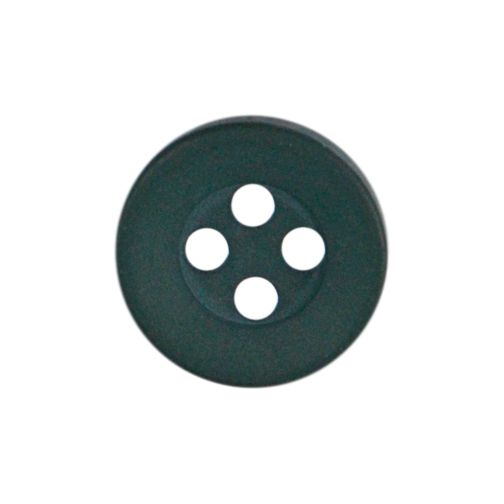 Dark green matte polyester 4-hole casual shirt button.