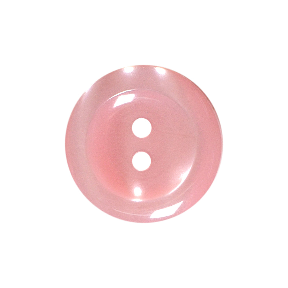 Shiny pink 2-hole polyester button.