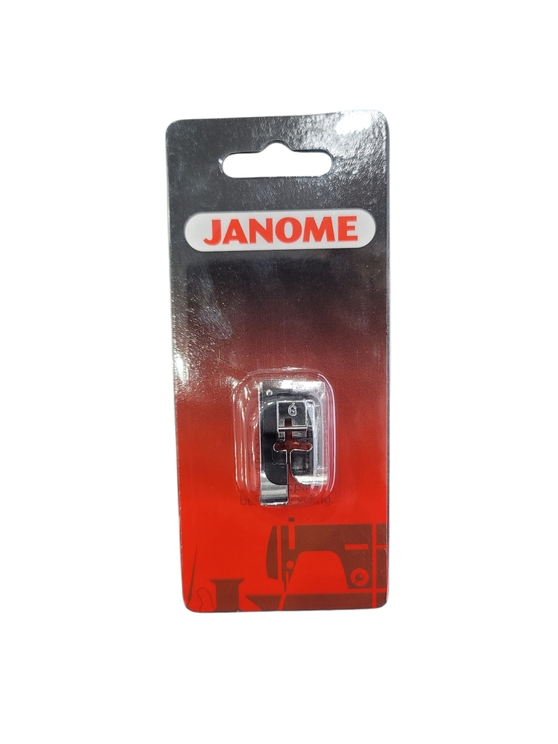 Janome Blind Hem Foot in its original red and black packaging with a clear plastic window.