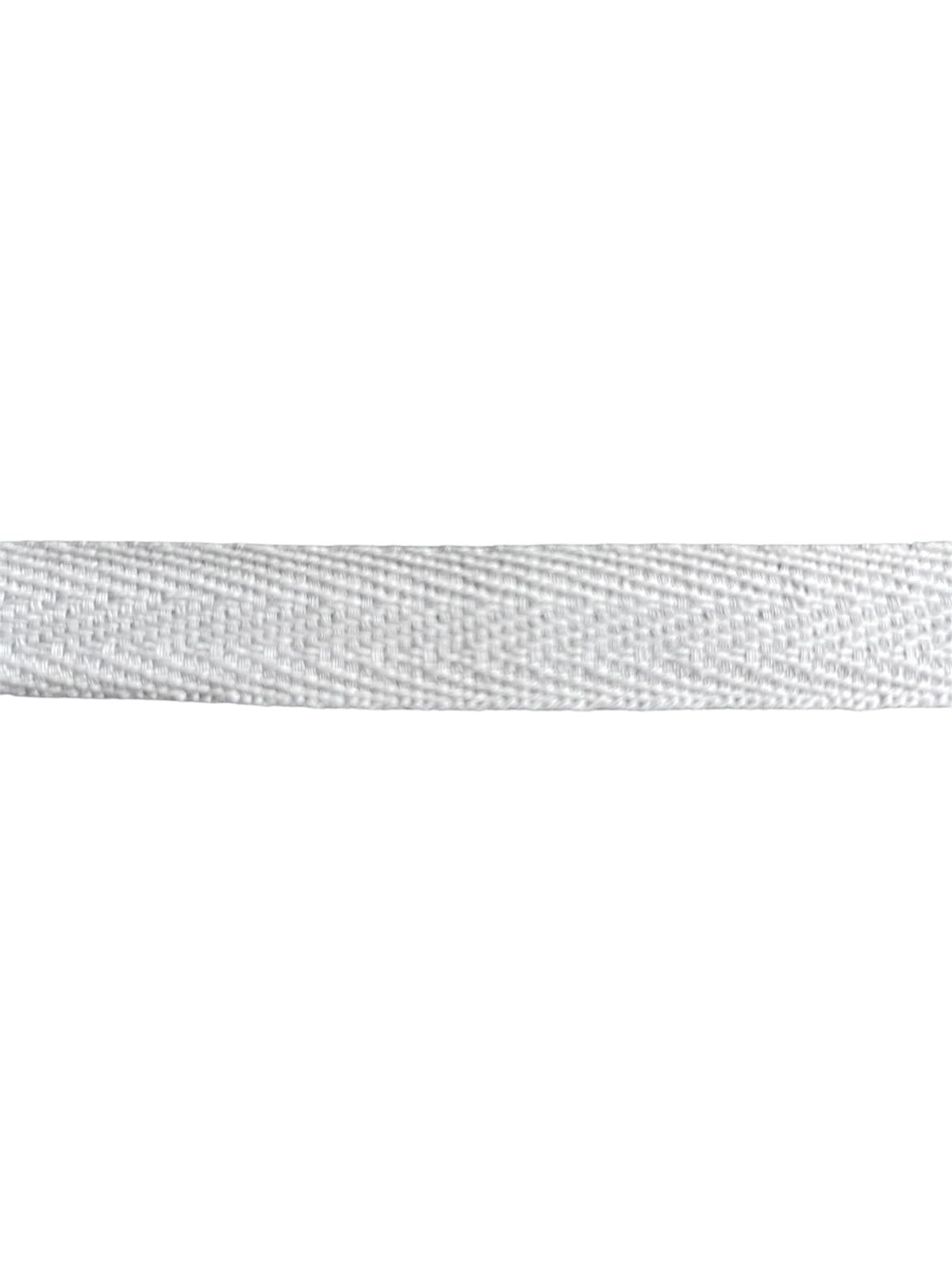 White 15mm cotton herringbone twill tape for sewing and webbing.
