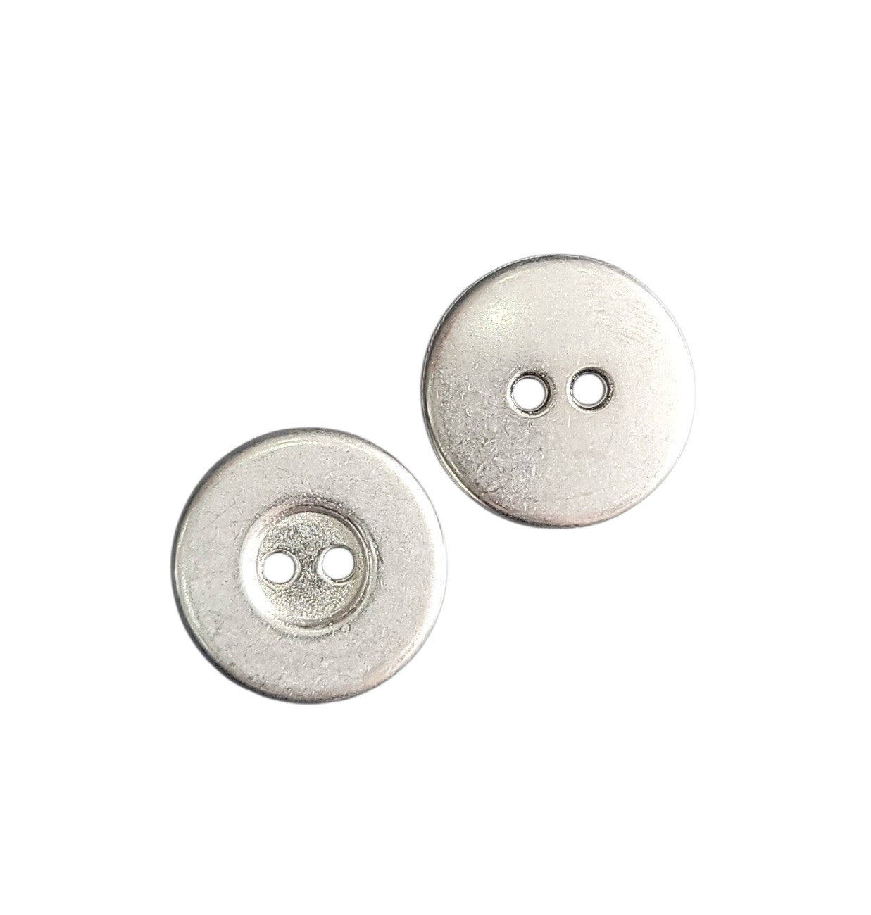 2 Hole, Vintage Silver Metal Button, 20mm X034