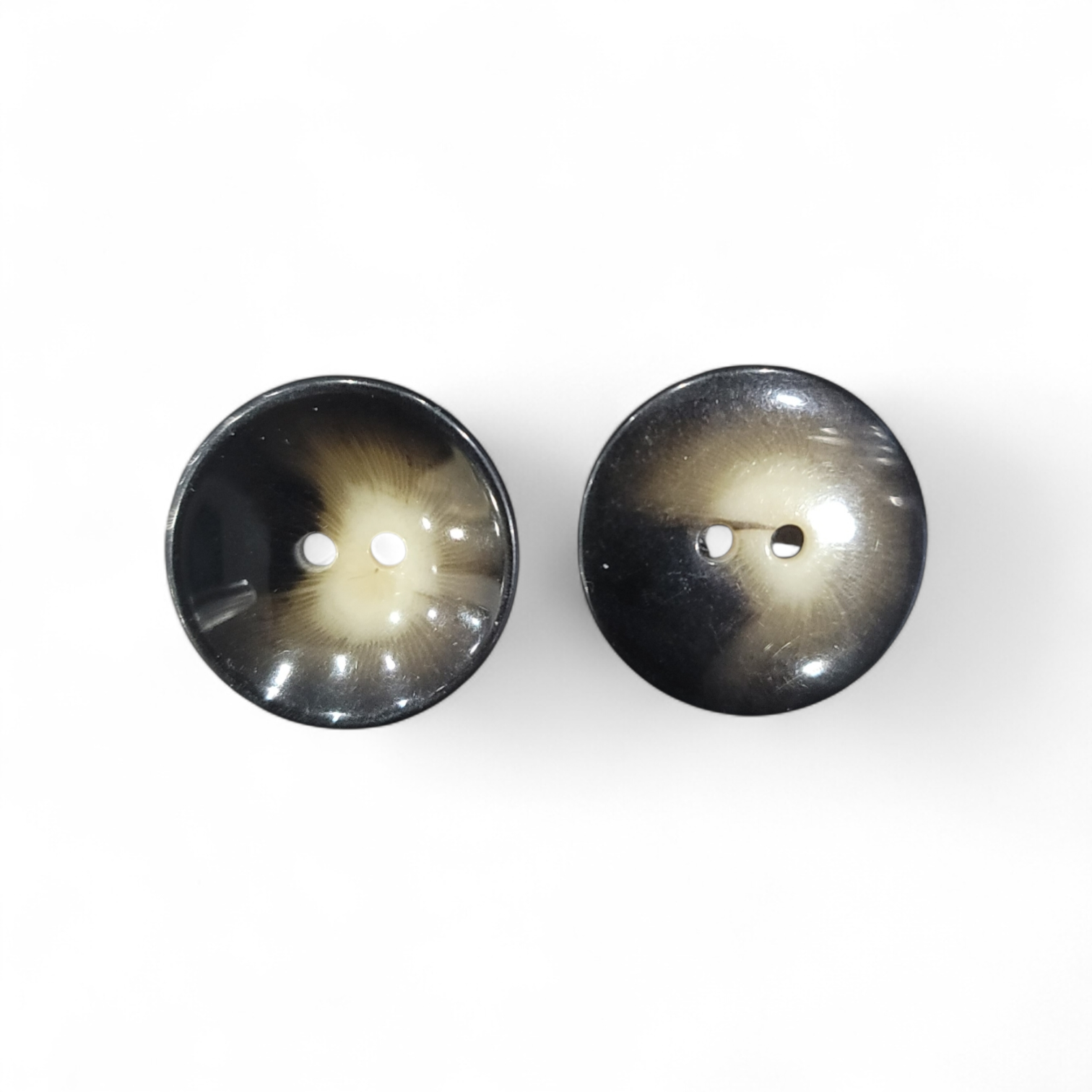 2 Hole, Mixed Brown See Through Polyester Button, 28mm