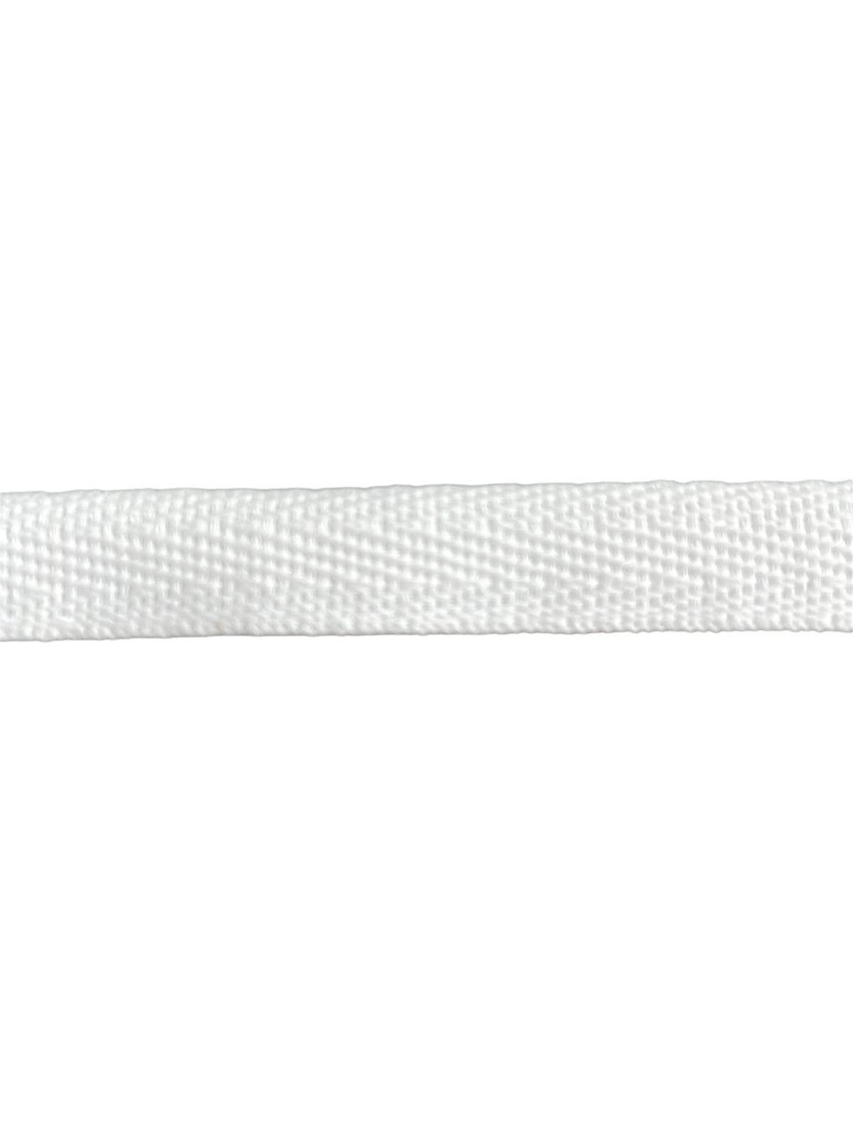 White 15mm herringbone cotton twill webbing tape for sewing.