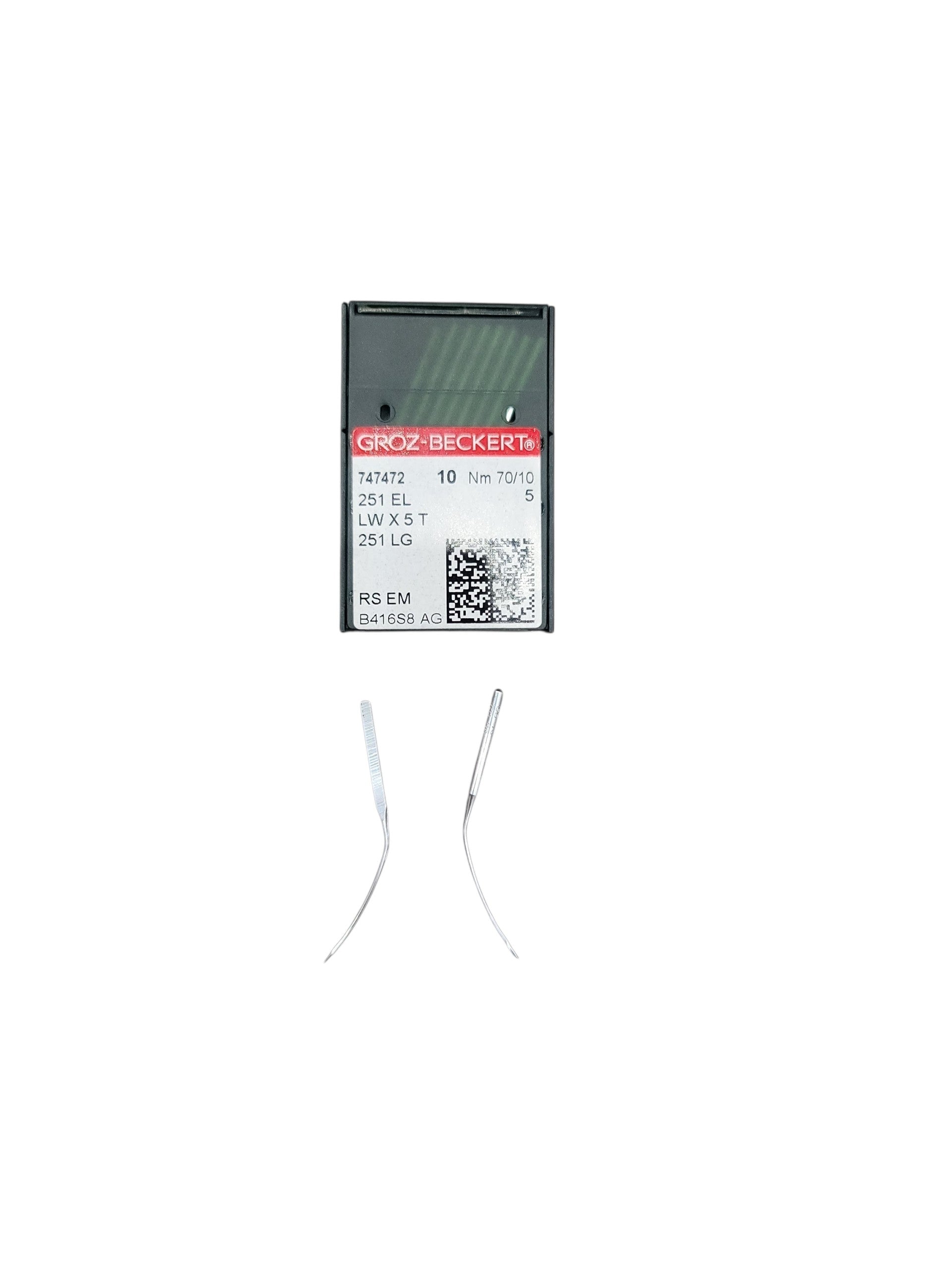 Groz-Beckert LWx5T 251 LG curved blindstitch machine needles size 70/10 pack of 10.