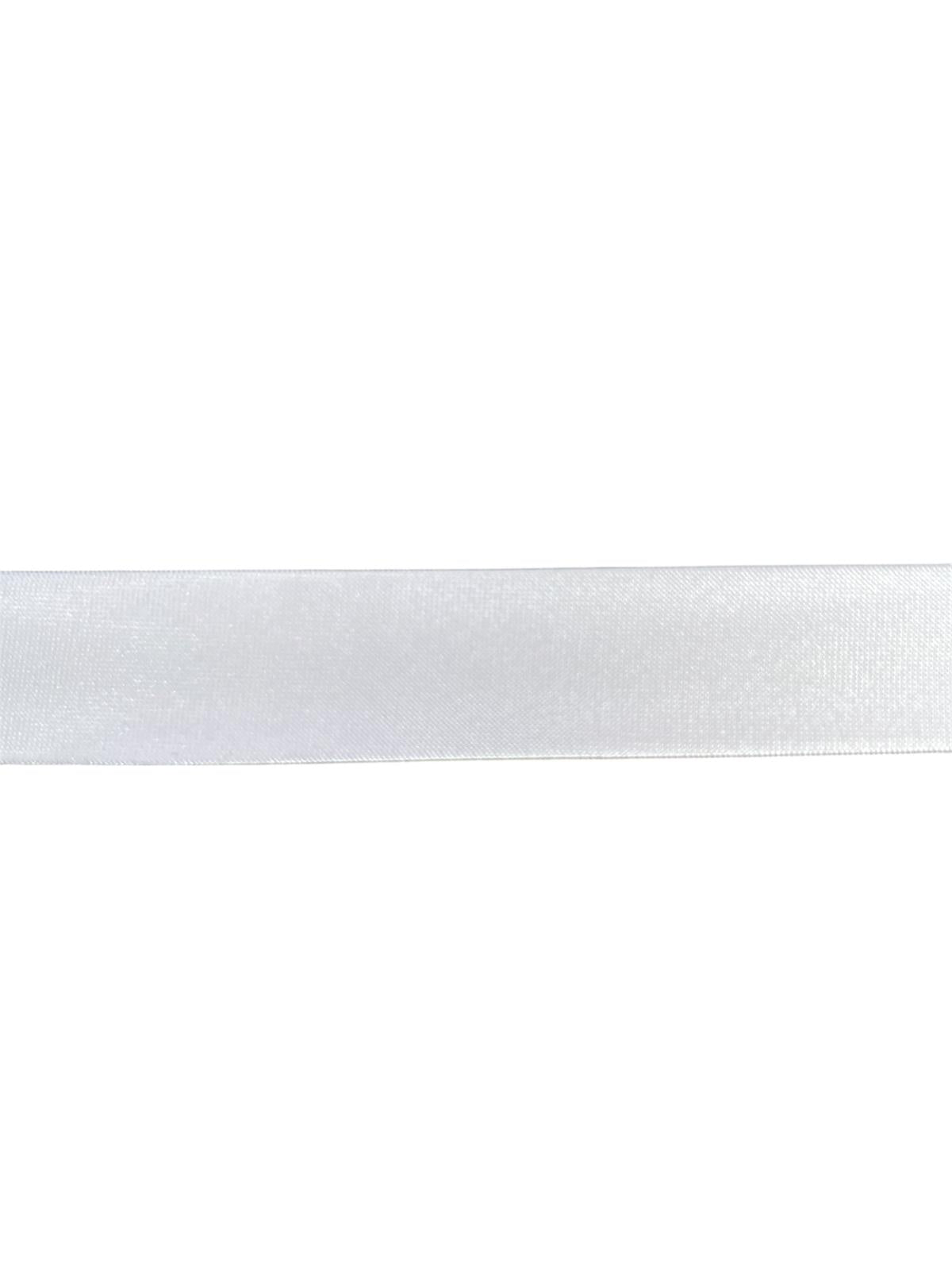 A single strip of white satin bias binding tape shown against a plain white background.
