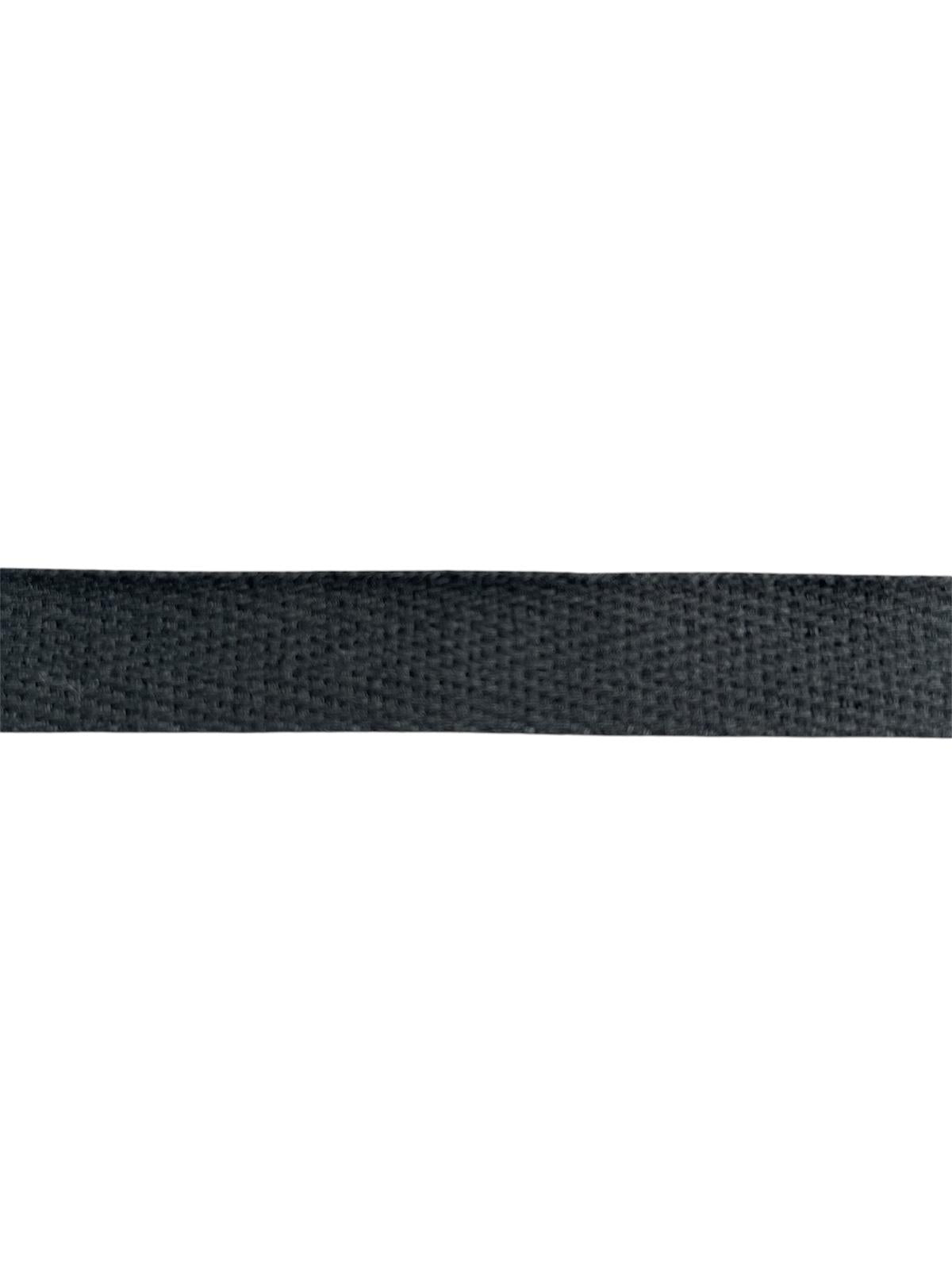 Black 15mm herringbone cotton twill webbing tape for sewing.