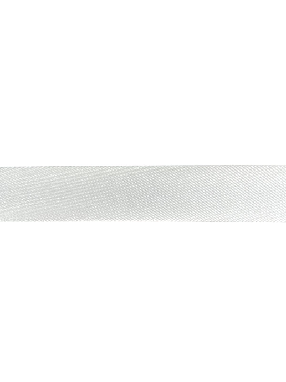 A single strip of white satin bias binding tape shown horizontally against a white background.