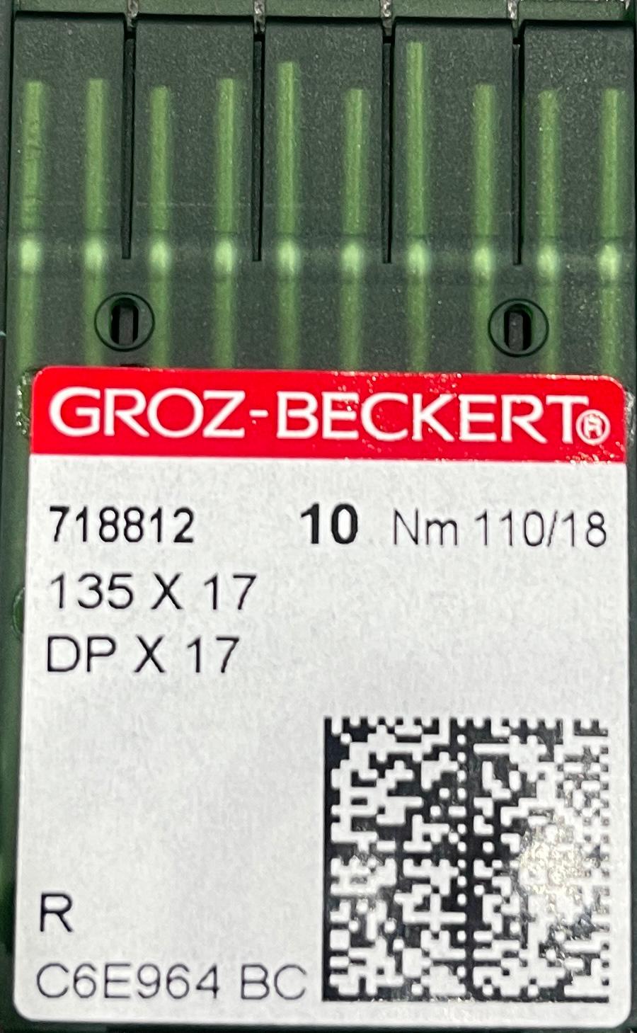 A 10-pack of Groz-Beckert DPx17 135x17 industrial sewing machine needles in size 110/18.