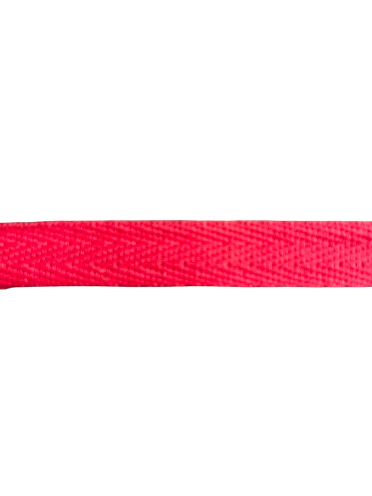 Herringbone pattern 15mm red cotton twill webbing tape for sewing.