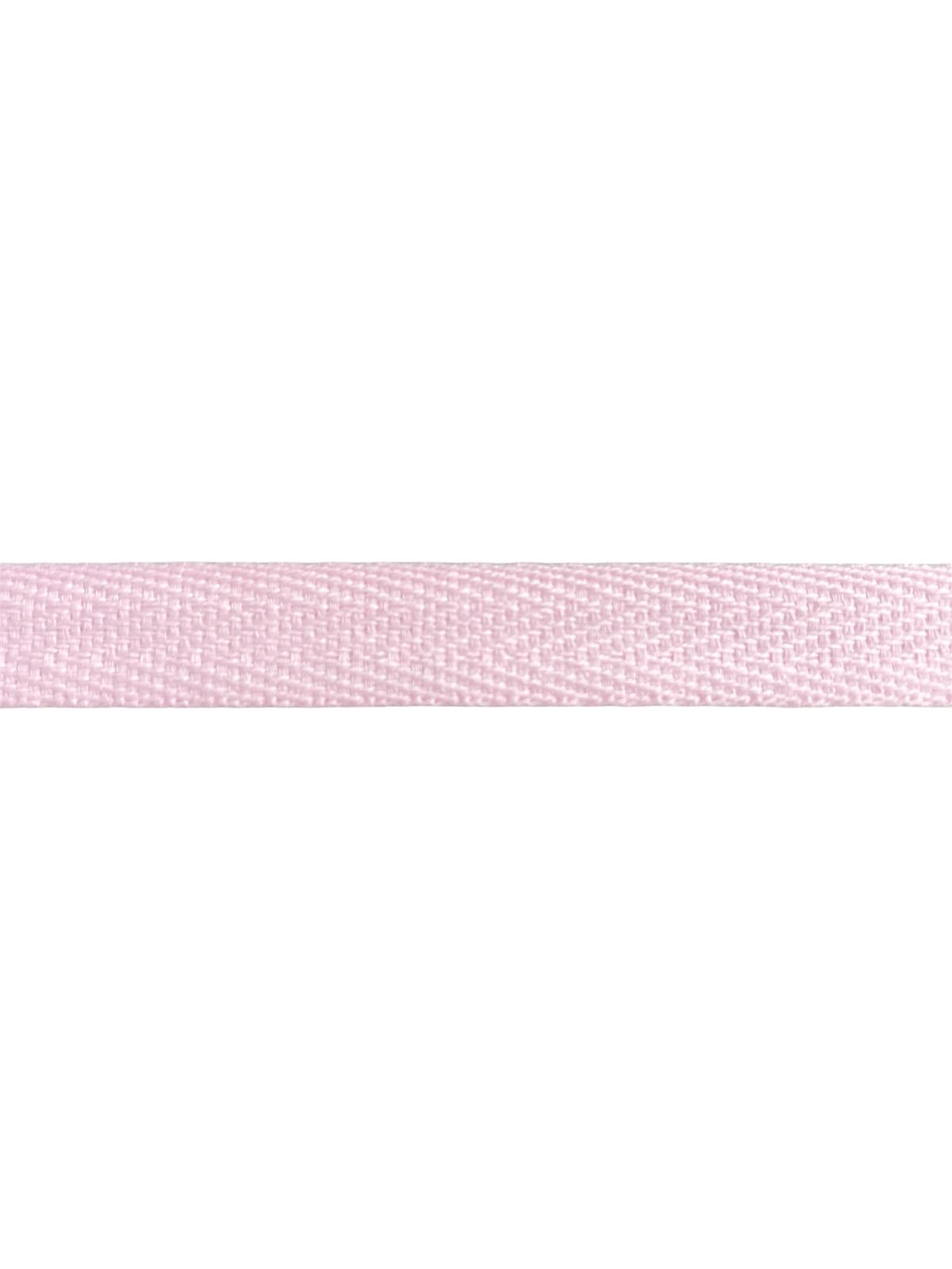 Herringbone tape 15mm cotton twill webbing in light pink for sewing.