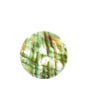 Round white shell button with natural green and brown patterns.